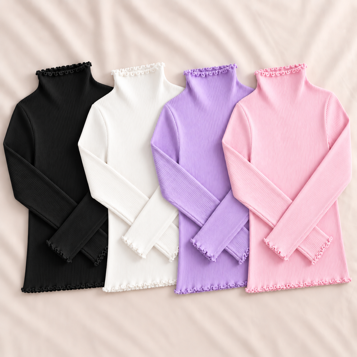 Black & White & Lavandar & balupink Aleena Women’s Premium High Neck(4Pics)-Black,White,Lavandar,Babu Pink - Image 1