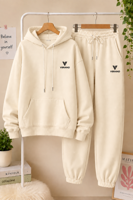 Women's Premium Winter Hoodie Set-Cream