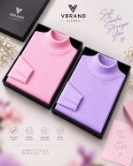 Women's High Neck Knit Sweater Top(2 Pics)-Pink,Lavandar