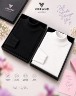 Women's High Neck Knit Sweater Top(2 Pics)-Black,White