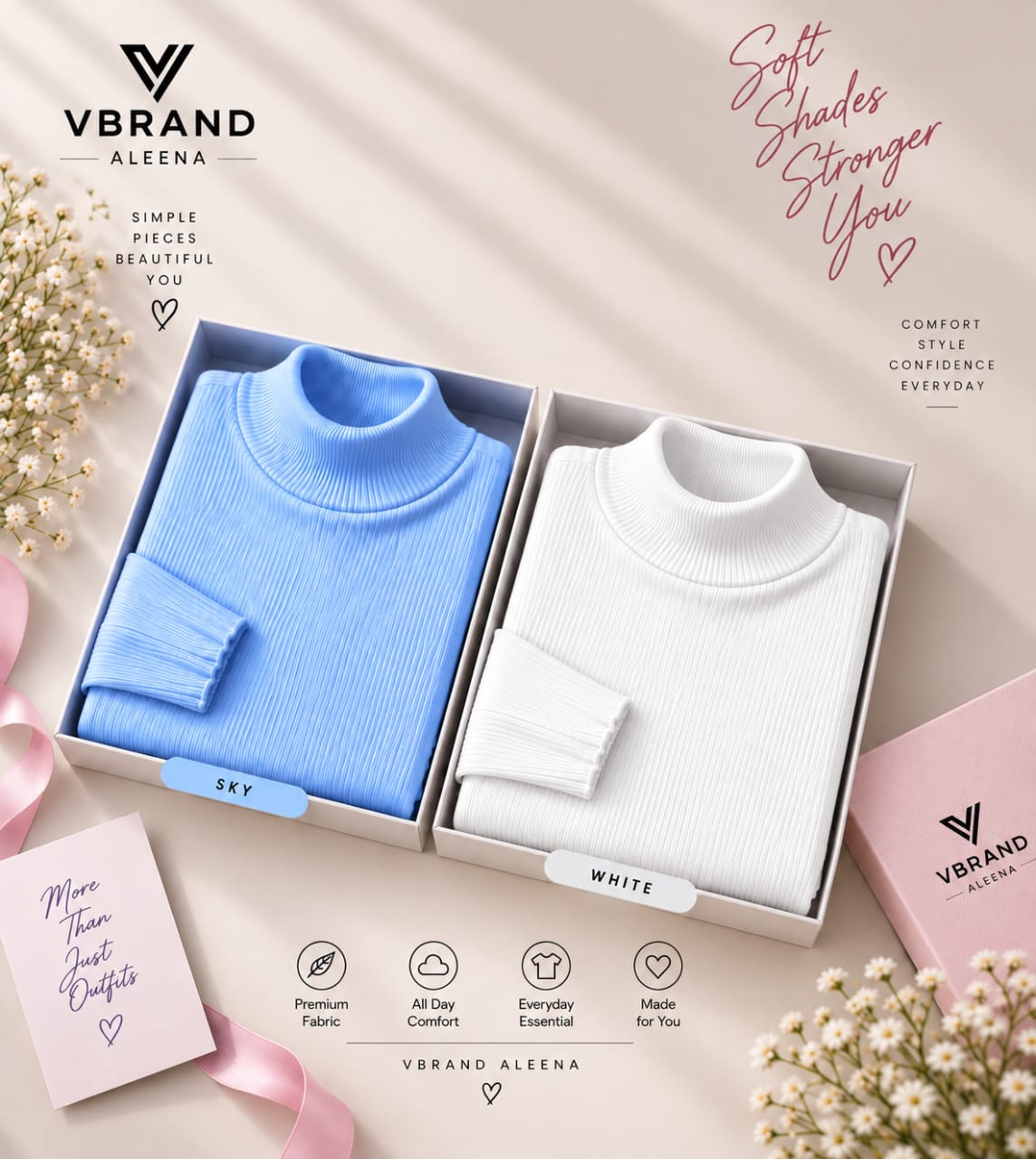 WhatsApp Image 2026-09-20 at 18.08.55 Women's High Neck Knit Sweater Top(2 Pics)-Sky,White - Image 1
