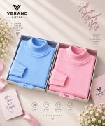Women's High Neck Knit Sweater Top(2 Pics)-Sky,Pink