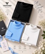 Women's High Neck Knit Sweater Top(3 Pics)-White,Black,Sky