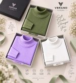 Women's High Neck Knit Sweater Top(3 Pics)-White,Lavandar,Green