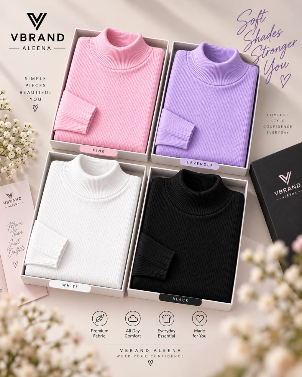 WhatsApp Image 2026-09-20 at 18.09.00 (1) Women's High Neck Knit Sweater Top(4 Pics)-White,Lavandar,Pink,Black - Image 1