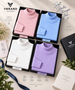 Women's High Neck Knit Sweater Top(4 Pics)-Lavandar,Pink,White,Sky