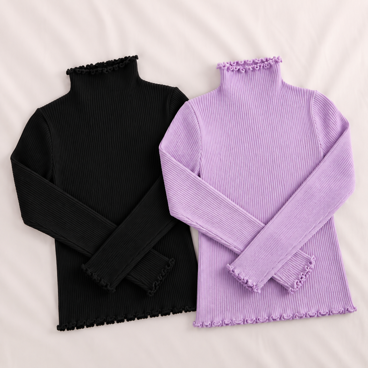 lavandar&black Aleena Women’s Premium High Neck(2Pics)-Lavender,Black - Image 1